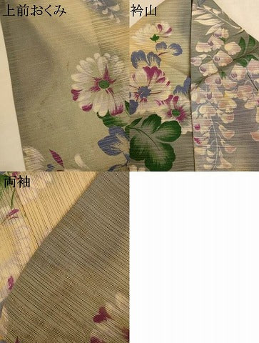 平和屋着物＊夏物　小紋　変わり絽　草花文　洗える着物　AABJ2418jd