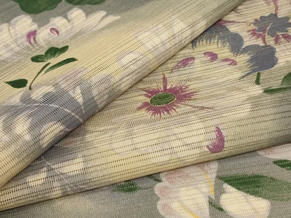 平和屋着物＊夏物　小紋　変わり絽　草花文　洗える着物　AABJ2418jd