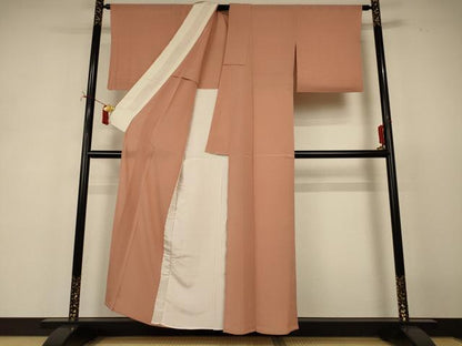 平和屋着物＊夏物　色無地　絽縮緬　深支子色　正絹　逸品　AABJ2419jd