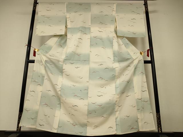 平和屋着物＊夏物　小紋　絽　雪芝花文　洗える着物　AABJ2420jd