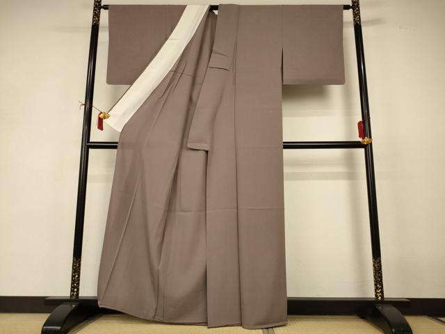 平和屋着物＊夏物　色無地　絽　江戸鼠色　正絹　逸品　AABJ2422jd