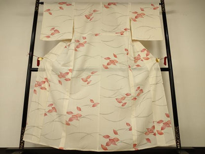平和屋着物＊夏物　小紋　絽　芝葉文　正絹　逸品　AABJ2425jd