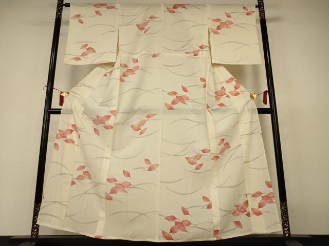 平和屋着物＊夏物　小紋　絽　芝葉文　正絹　逸品　AABJ2425jd
