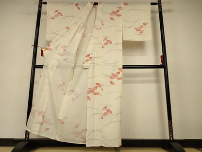 平和屋着物＊夏物　小紋　絽　芝葉文　正絹　逸品　AABJ2425jd