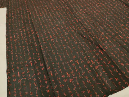平和屋着物＊夏物　小紋　絽　文字文　黒地　正絹　逸品　AABJ2428jd