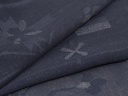 平和屋着物＊夏物　小紋　紗　幾何学文様　銀糸　正絹　逸品　AABJ2430jd