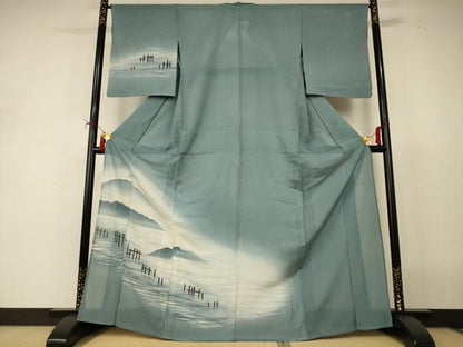 平和屋着物＊夏物　訪問着　絽　風景文　暈し染め　正絹　逸品　AABJ2435jd