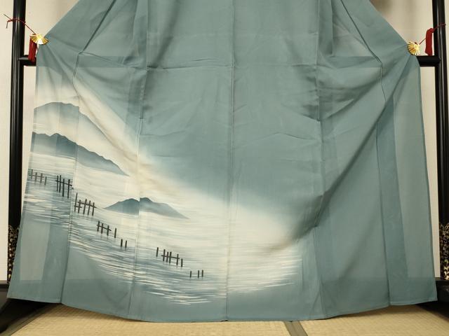 平和屋着物＊夏物　訪問着　絽　風景文　暈し染め　正絹　逸品　AABJ2435jd