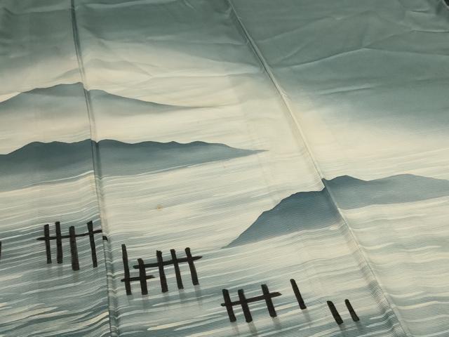 平和屋着物＊夏物　訪問着　絽　風景文　暈し染め　正絹　逸品　AABJ2435jd