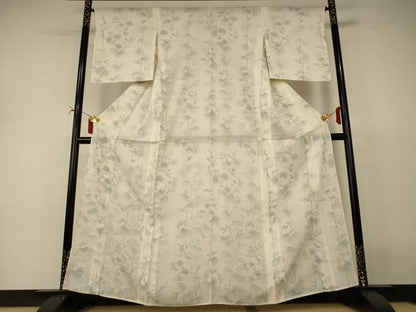 平和屋着物＊夏物　小紋　絽　手描き　草花文　正絹　逸品　AABJ2438jd