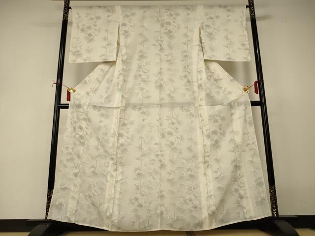 平和屋着物＊夏物　小紋　絽　手描き　草花文　正絹　逸品　AABJ2438jd