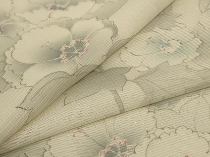 平和屋着物＊夏物　小紋　絽　手描き　草花文　正絹　逸品　AABJ2438jd