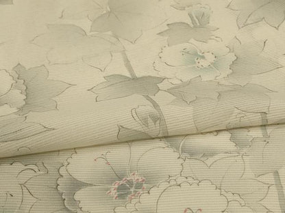 平和屋着物＊夏物　小紋　絽　手描き　草花文　正絹　逸品　AABJ2438jd