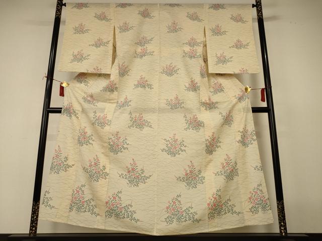 平和屋着物＊夏物　小紋　絽　草花文　正絹　逸品　AABJ2442jd