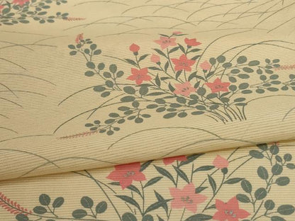 平和屋着物＊夏物　小紋　絽　草花文　正絹　逸品　AABJ2442jd