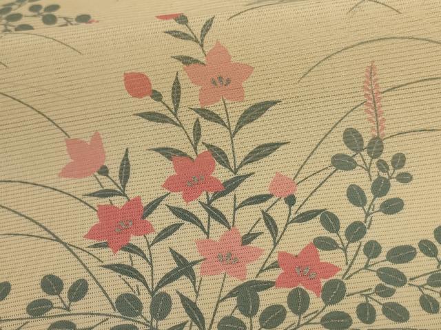 平和屋着物＊夏物　小紋　絽　草花文　正絹　逸品　AABJ2442jd