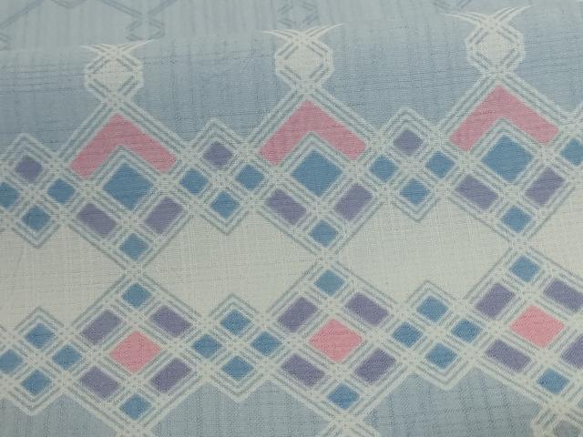 平和屋着物＊夏物　小紋　紗　幾何学文様　洗える着物　AABJ2450jd