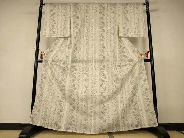 平和屋着物＊夏物　小紋　紗　花唐草文　洗える着物　AABJ2451jd