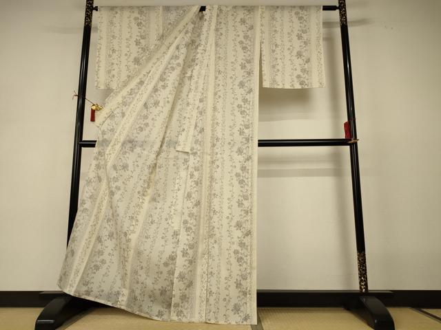 平和屋着物＊夏物　小紋　紗　花唐草文　洗える着物　AABJ2451jd