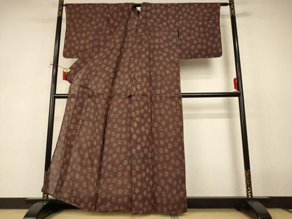 平和屋着物＊夏物　小千谷ちぢみ　花丸文　麻　逸品　AABJ2458jd