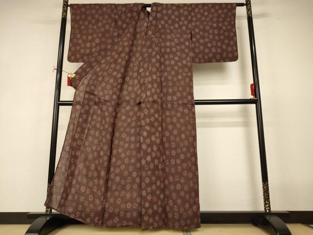 平和屋着物＊夏物　小千谷ちぢみ　花丸文　麻　逸品　AABJ2458jd
