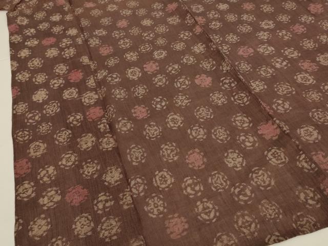 平和屋着物＊夏物　小千谷ちぢみ　花丸文　麻　逸品　AABJ2458jd