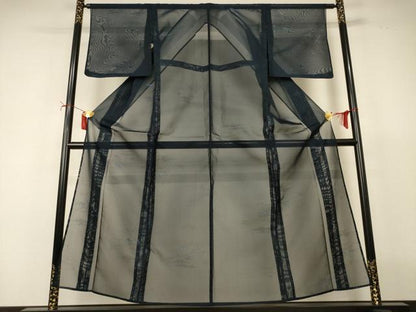 平和屋着物＊夏物　小紋　紗　風景文　正絹　逸品　AABJ2461jd