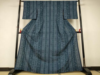 平和屋着物＊夏物　小紋　紗　草花間道　さんび謹製　AABJ2467jd