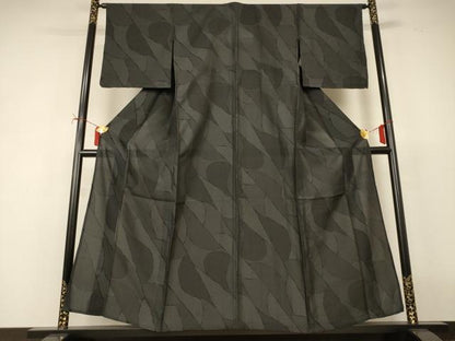 平和屋着物＊夏物　お召　風通紗　幾何学文様　正絹　逸品　AABJ2468jd
