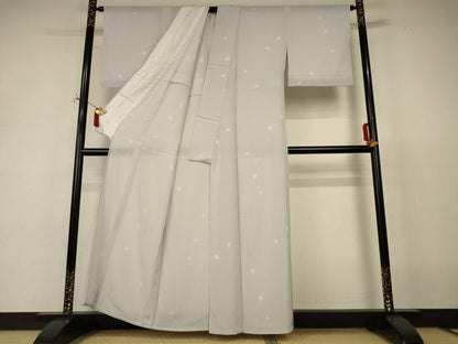 平和屋着物＊夏物　小紋　絽　丸文　蛍暈し　正絹　逸品　AABJ2470jd