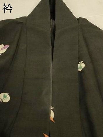 平和屋着物＊夏物　小紋　紗　成り物　黒地　洗える着物　AABJ2471jd