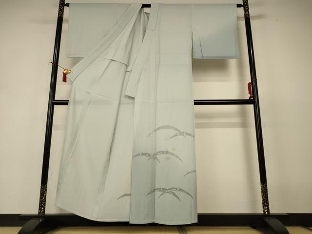 平和屋着物＊夏物　訪問着　縦絽　芝花文　正絹　逸品　AABJ2472jd