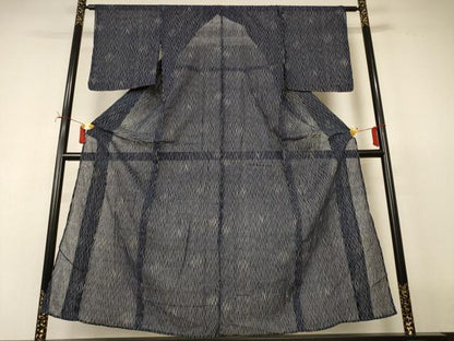 平和屋着物＊夏物　小紋　紗　変わり縞　正絹　逸品　AABJ2477jd