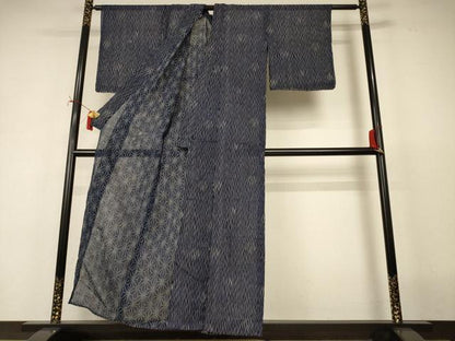 平和屋着物＊夏物　小紋　紗　変わり縞　正絹　逸品　AABJ2477jd