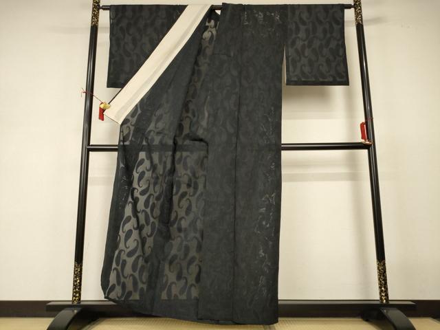 平和屋着物＊夏物　小紋　紗　ペイズリー　正絹　逸品　AABJ2479jd
