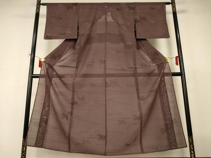 平和屋着物＊夏物　小紋　紗　舞葉文　正絹　逸品　AABJ2484jd