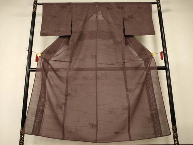平和屋着物＊夏物　小紋　紗　舞葉文　正絹　逸品　AABJ2484jd