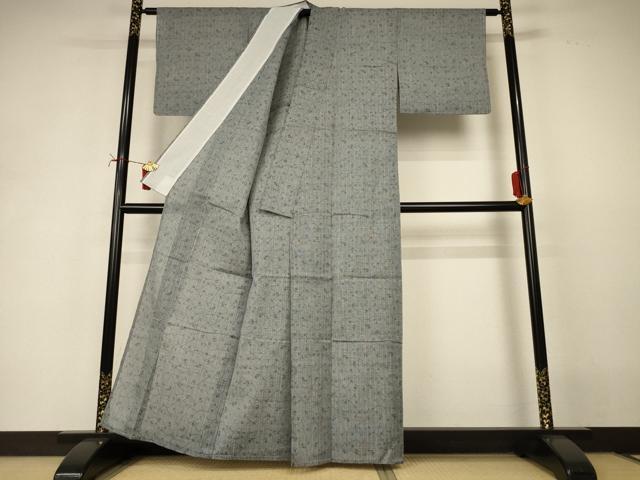 平和屋着物＊夏物　小紋　紗　枝花文　AABJ2489jd