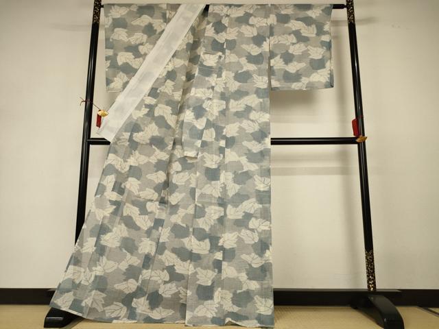 平和屋着物＊夏物　小紋　紗　舞葉文　AABJ2490jd