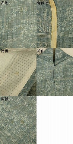 平和屋着物＊夏物　小千谷ちぢみ　風景文　麻　逸品　AABJ2492jd