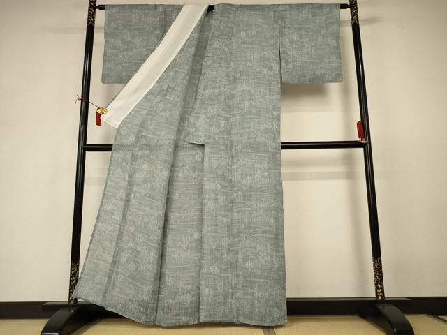 平和屋着物＊夏物　小千谷ちぢみ　風景文　麻　逸品　AABJ2492jd
