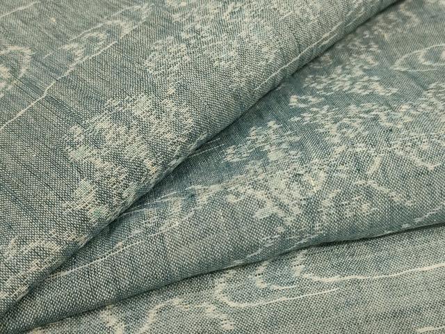 平和屋着物＊夏物　小千谷ちぢみ　風景文　麻　逸品　AABJ2492jd