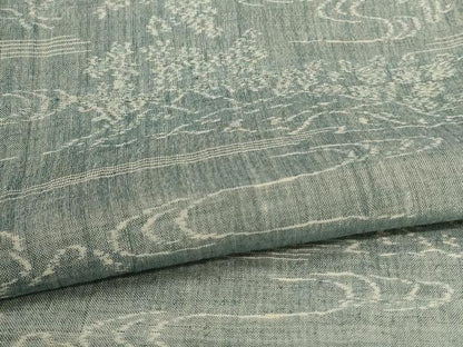 平和屋着物＊夏物　小千谷ちぢみ　風景文　麻　逸品　AABJ2492jd