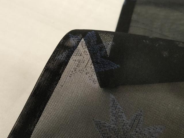 平和屋着物＊夏物　小紋　紗　流水舞葉文　黒地　正絹　逸品　AABJ2493jd