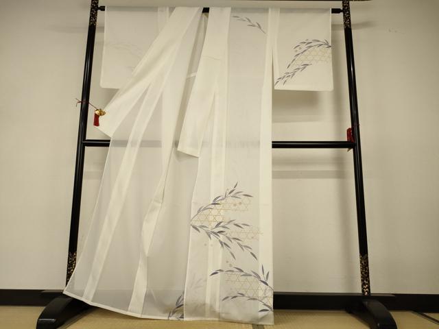 平和屋着物＊夏物　訪問着　絽　草花文　金彩　洗える着物　AABJ2503jd