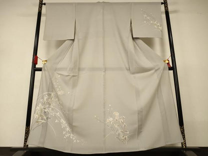 平和屋着物＊夏物　訪問着　絽　草花文　銀彩　正絹　逸品　AABJ2515jd