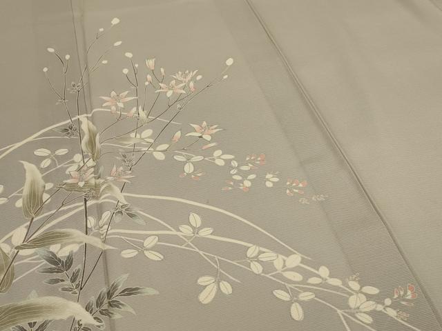 平和屋着物＊夏物　訪問着　絽　草花文　銀彩　正絹　逸品　AABJ2515jd