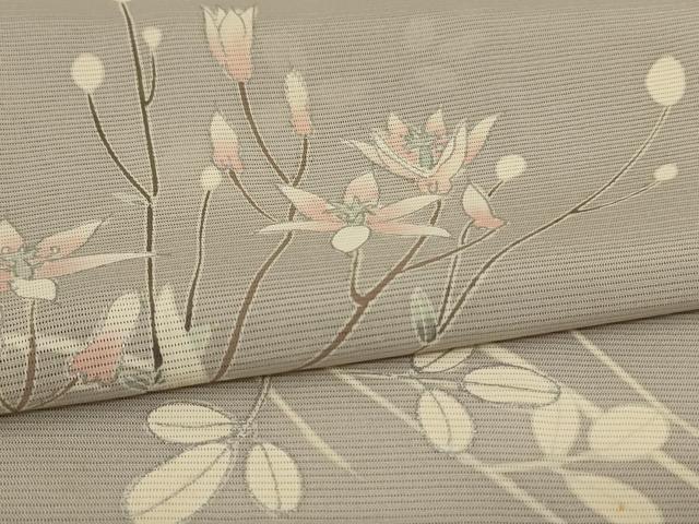 平和屋着物＊夏物　訪問着　絽　草花文　銀彩　正絹　逸品　AABJ2515jd