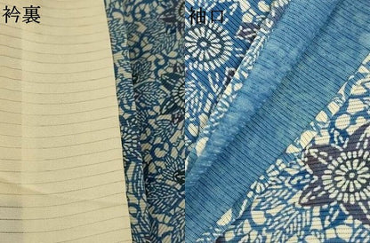 平和屋着物＊夏物　小紋　絽　藍　型染め　花尽くし　正絹　逸品　AABJ2518jd