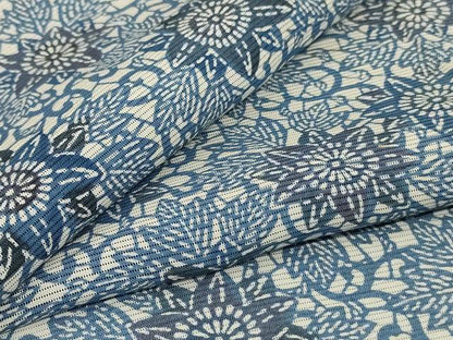 平和屋着物＊夏物　小紋　絽　藍　型染め　花尽くし　正絹　逸品　AABJ2518jd